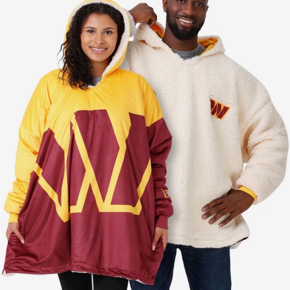 Washington Commanders unisex oversized Sherpa hooded sweatshirt reversible - Picture 4 of 5